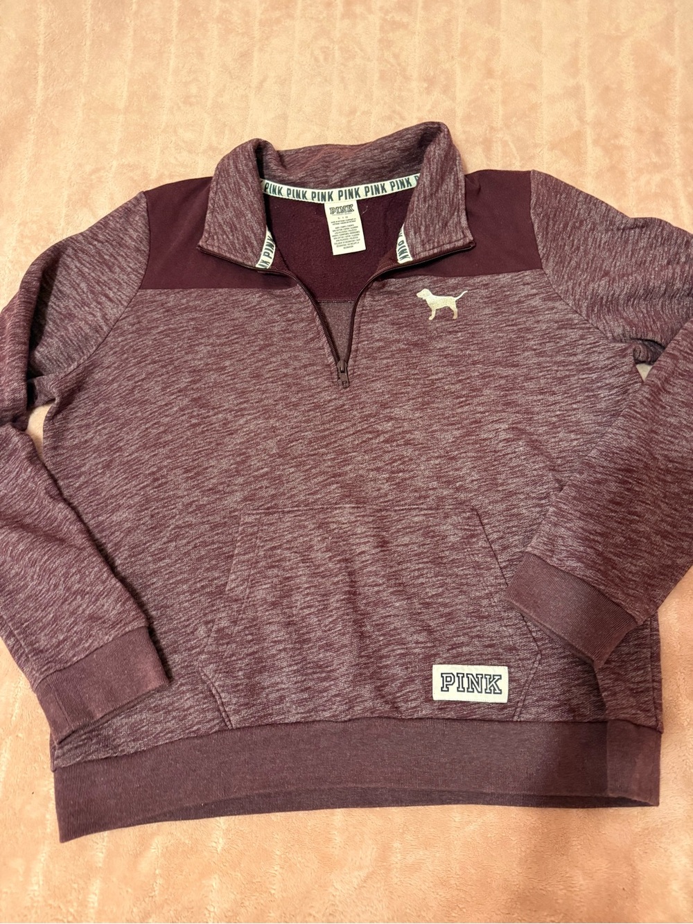 PINK Victoria's Secret women’s Marled Plum Quarter-Zip Sweater